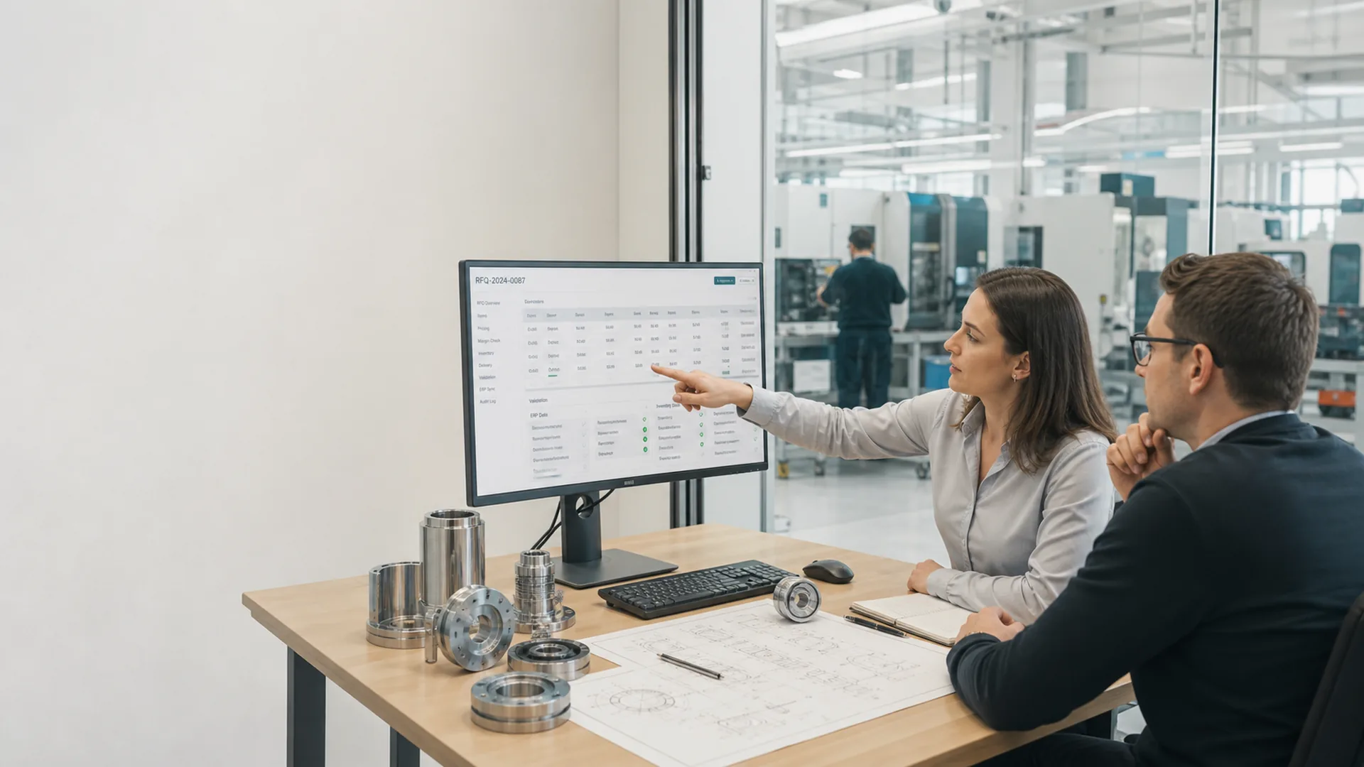 Manufacturing data validated against ERP business rules